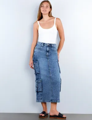 Cargo Denim Maxi Skirt