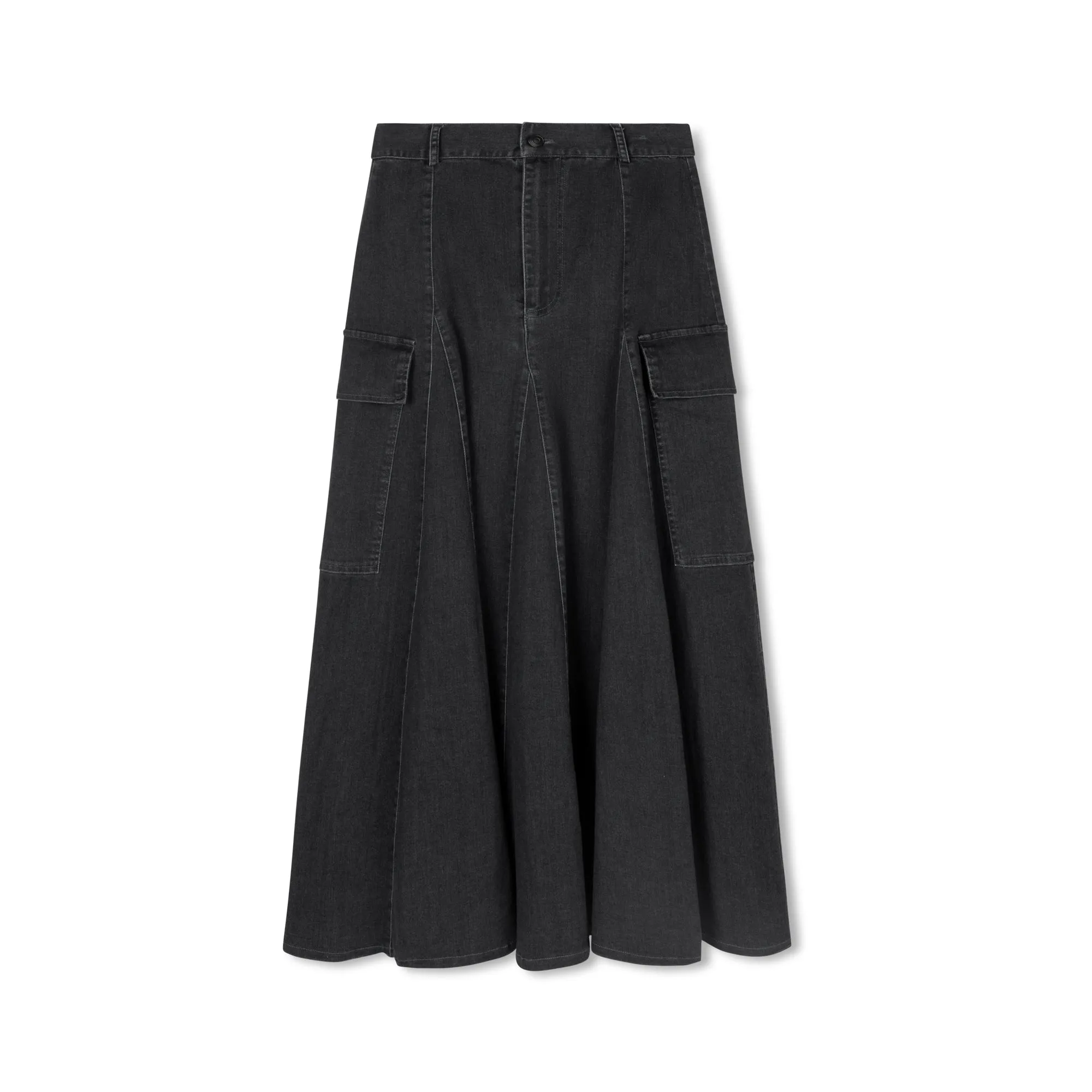 Cargo Denim Skirt | Black