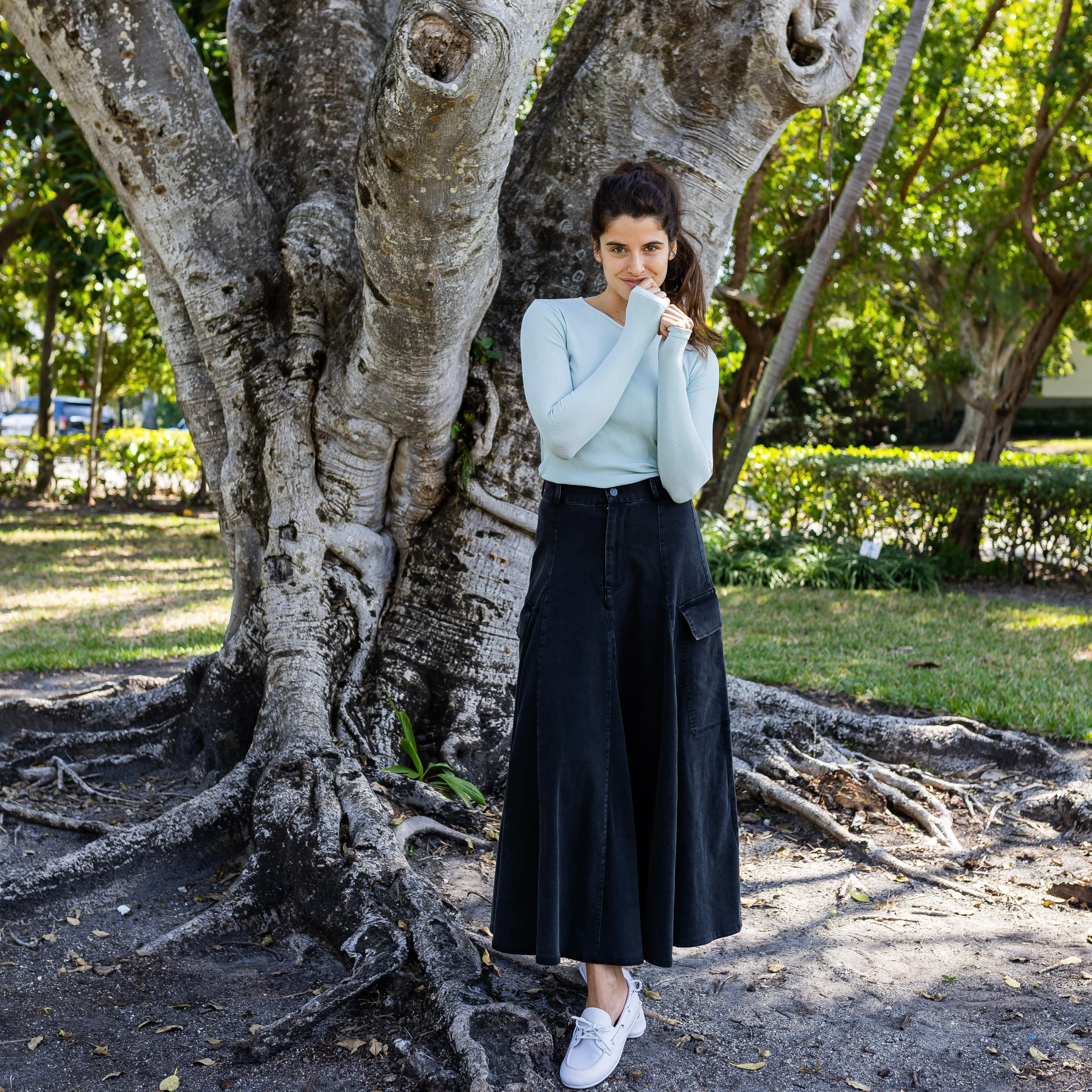 Cargo Denim Skirt | Black