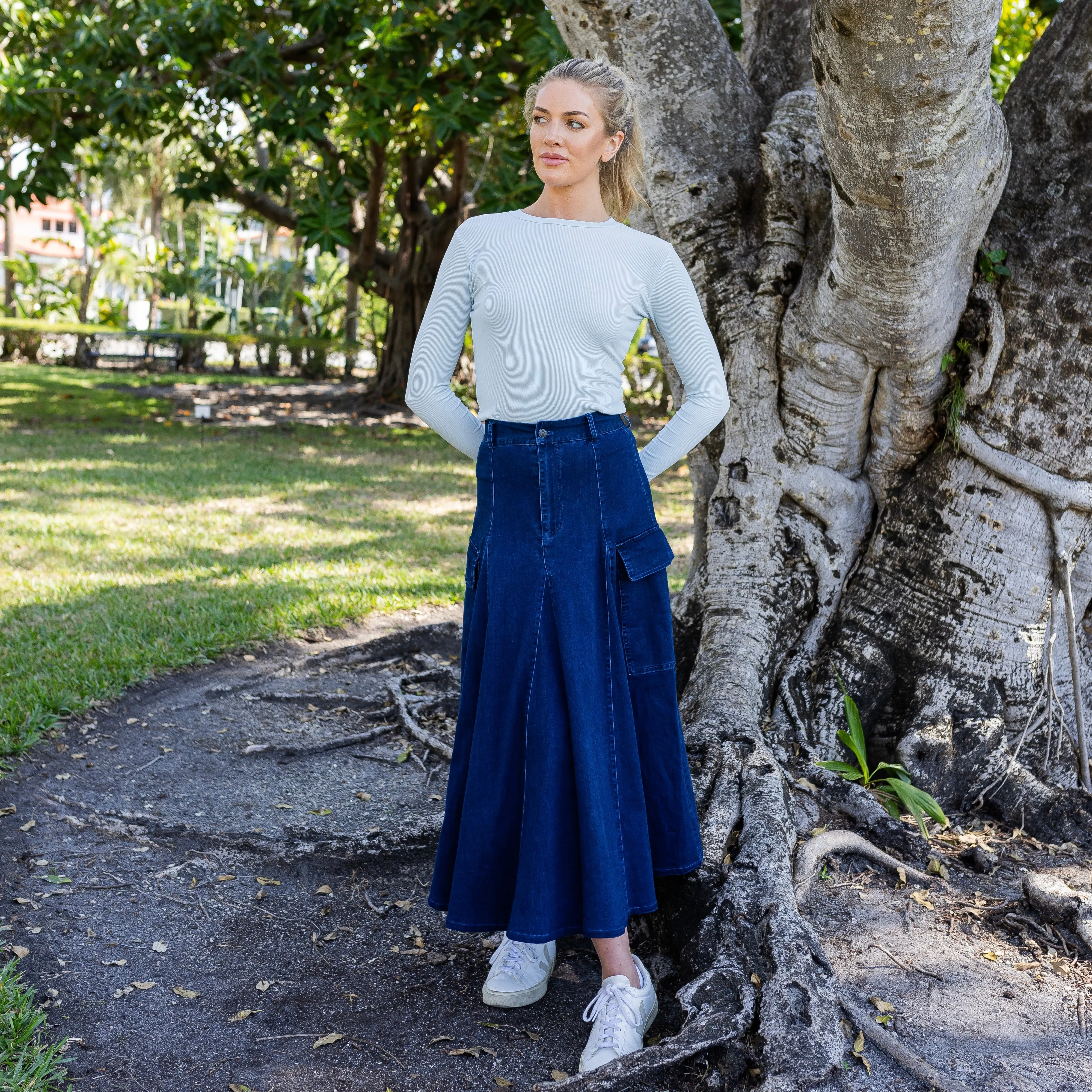 Cargo Denim Skirt | Blue