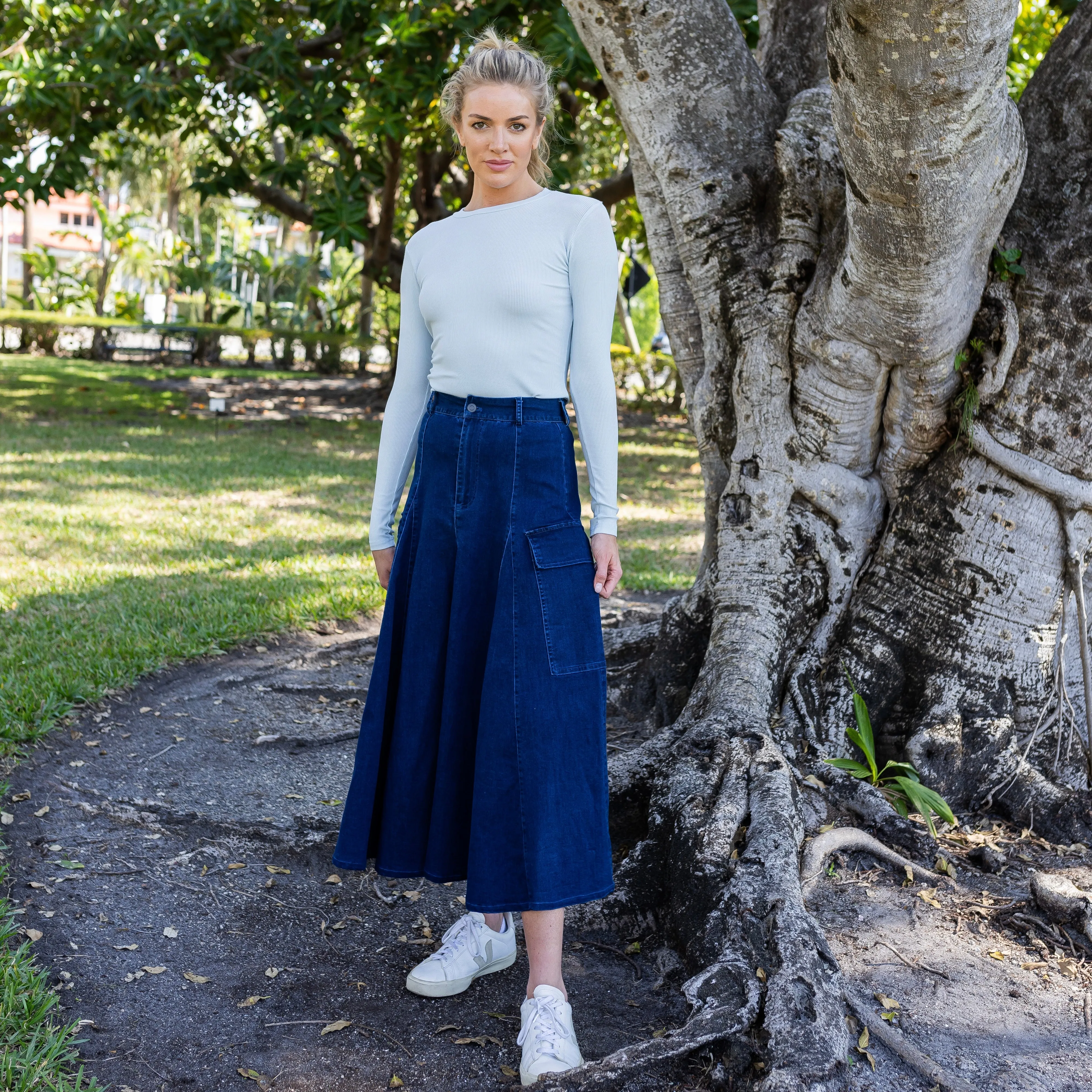 Cargo Denim Skirt | Blue