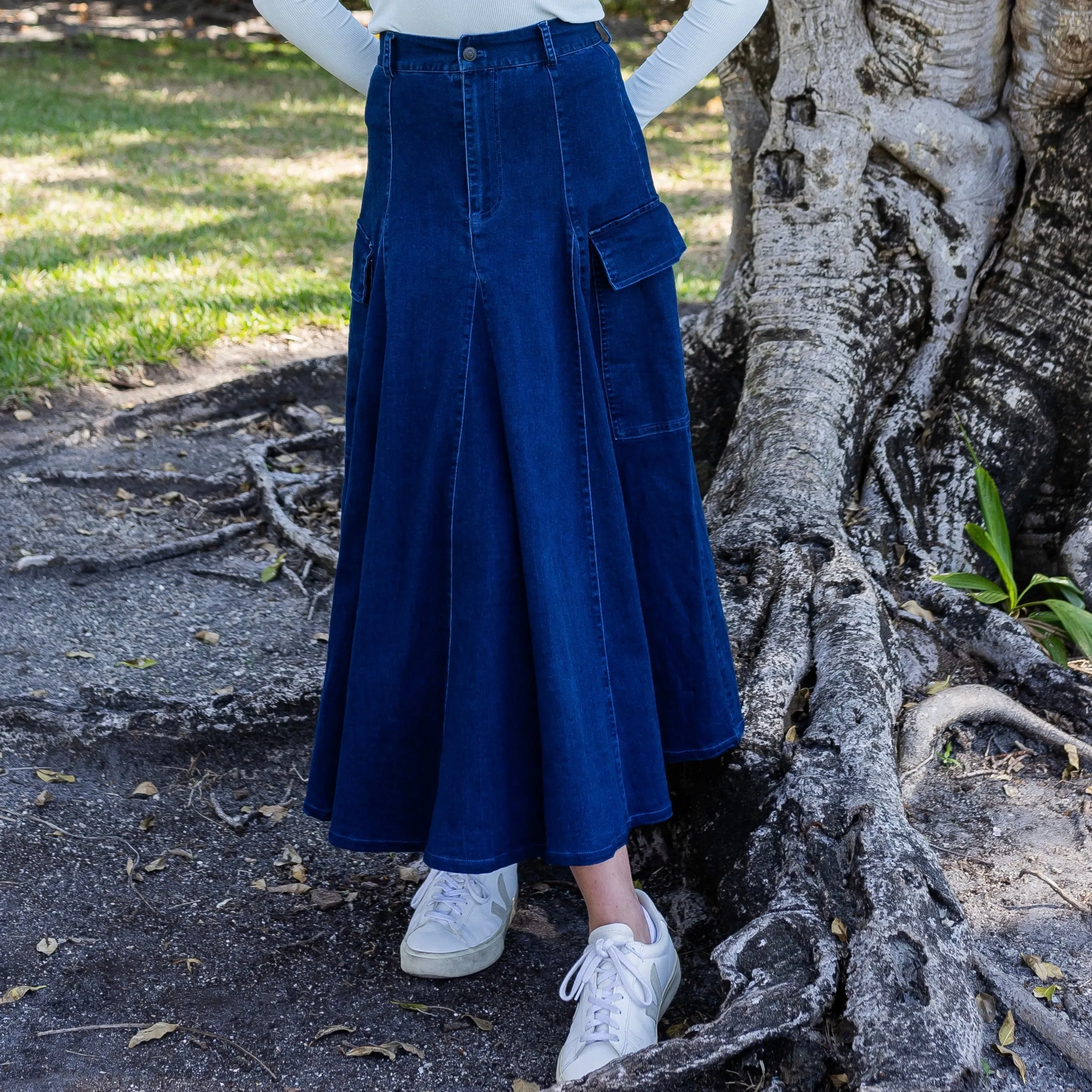 Cargo Denim Skirt | Blue