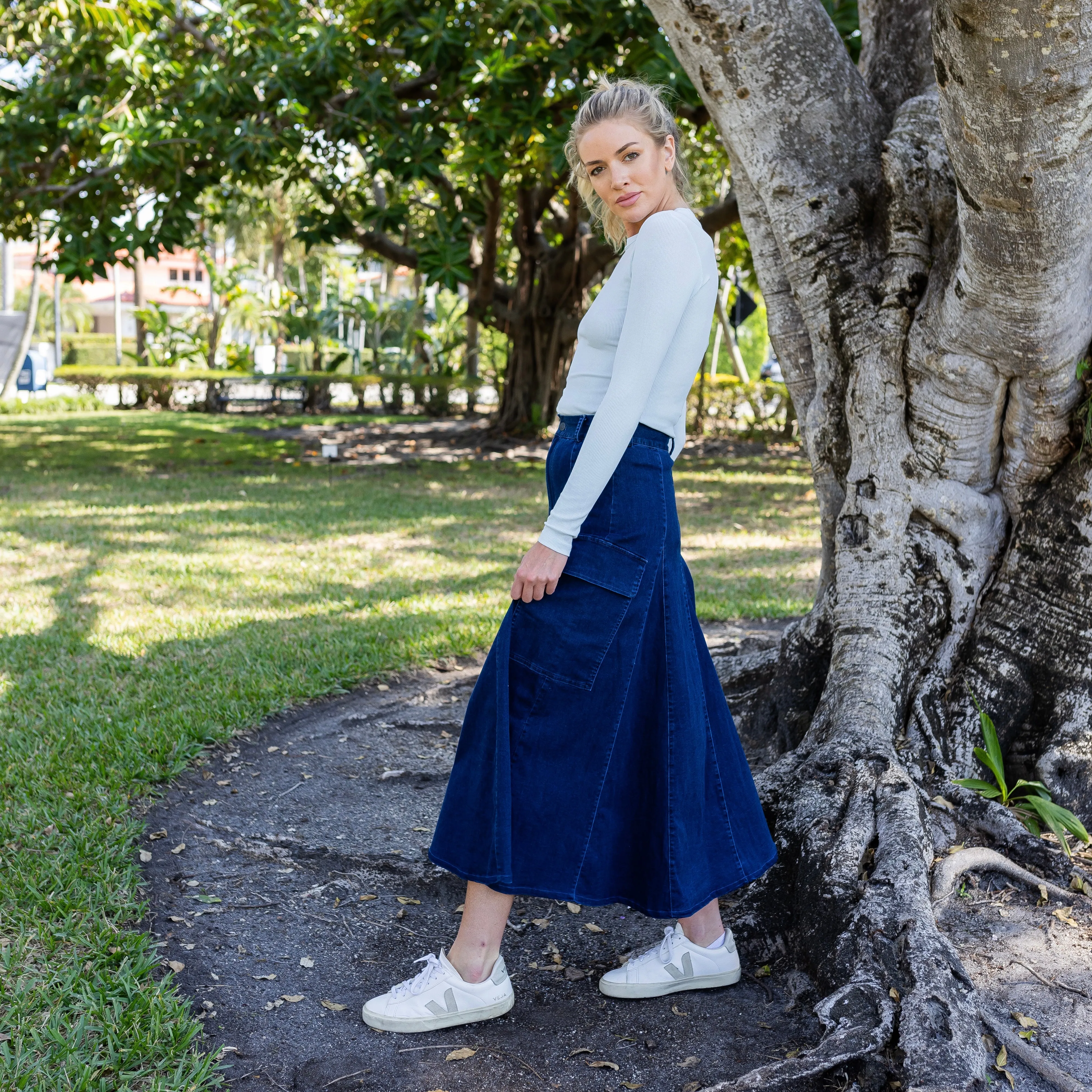 Cargo Denim Skirt | Blue