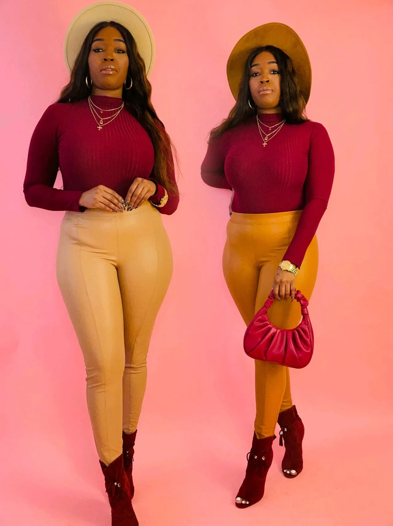 Greatest PU Solid Skinny Faux Leather Knit Pants