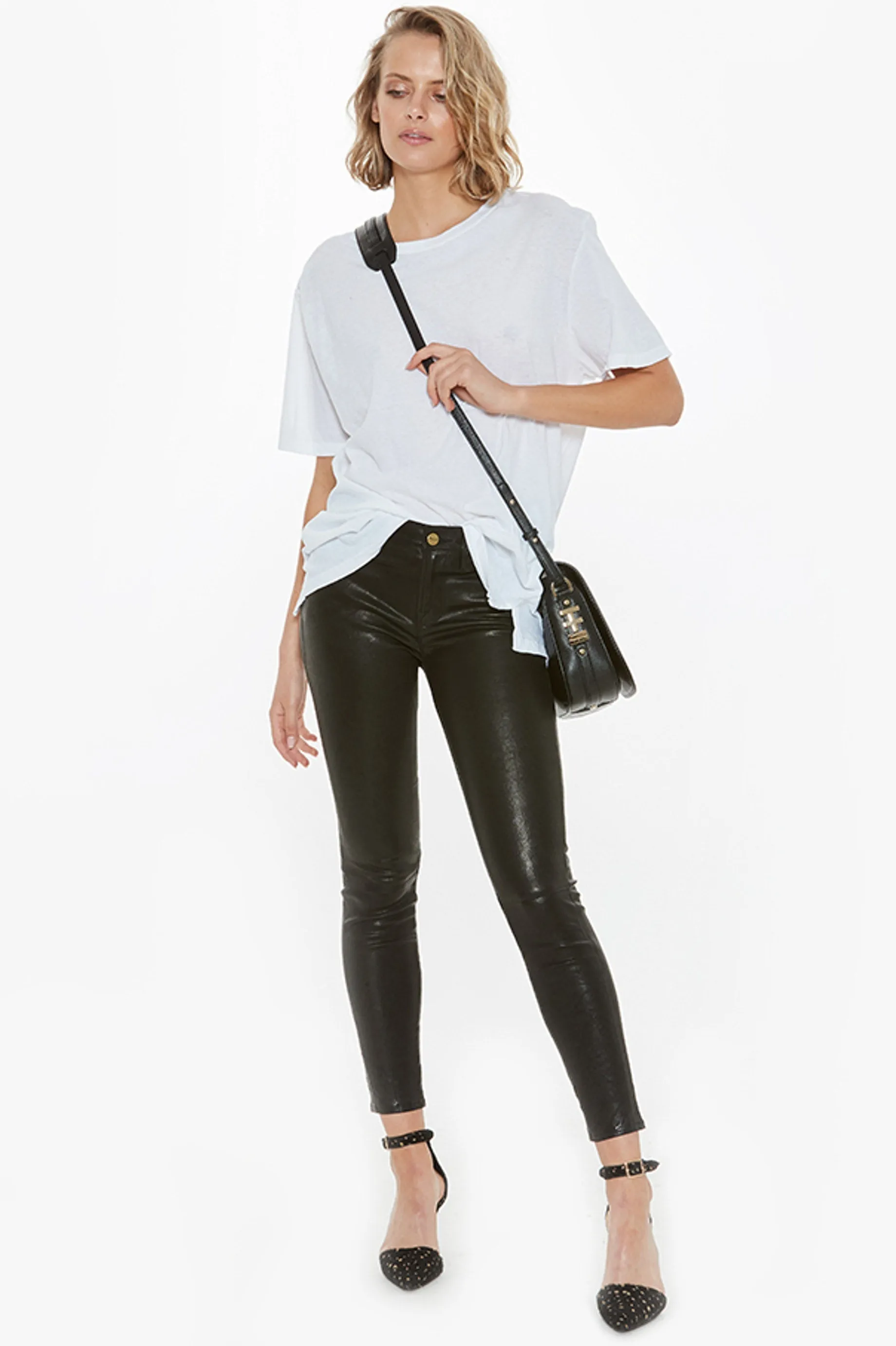 Le Skinny Leather Pant Washed Black