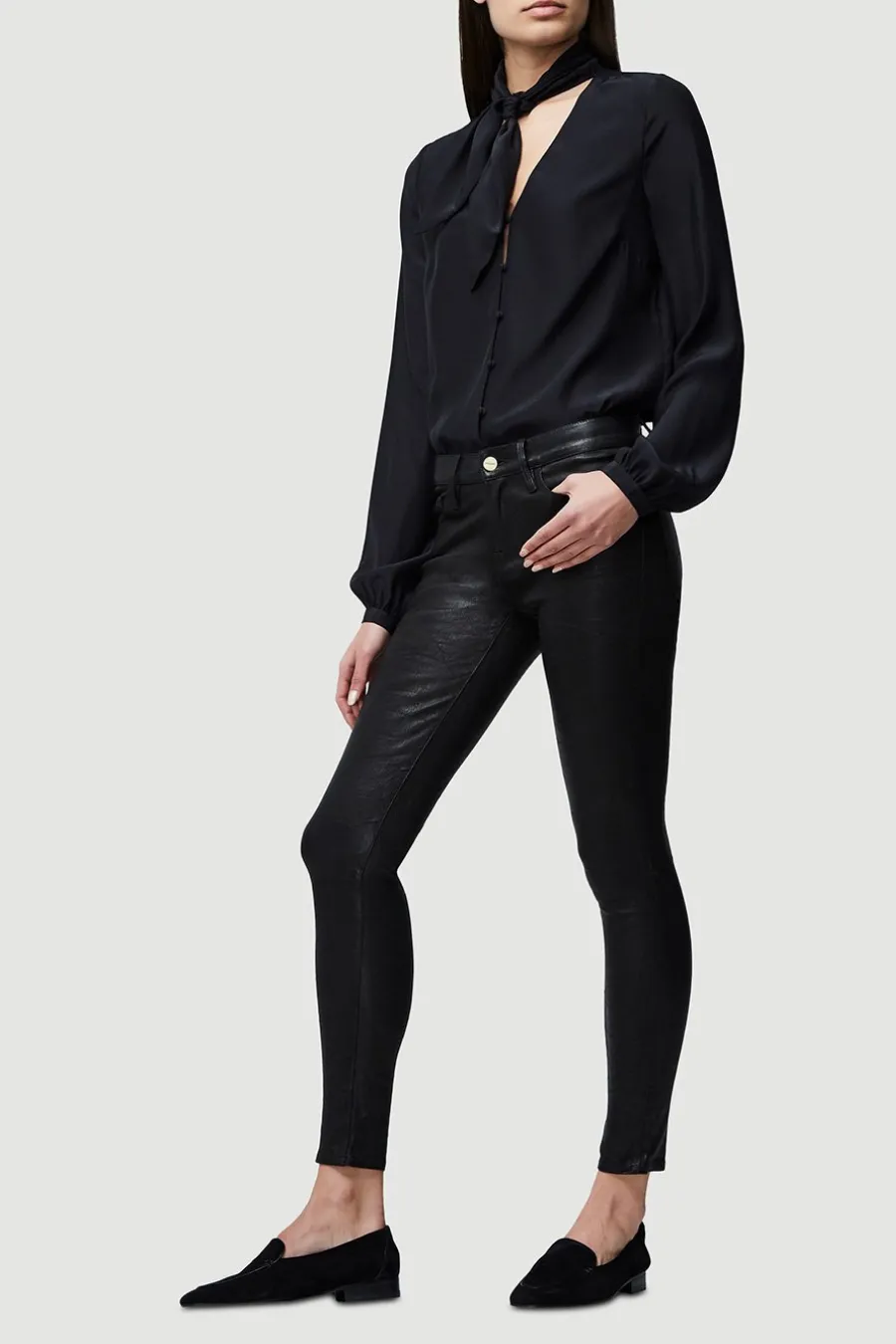 Le Skinny Leather Pant Washed Black