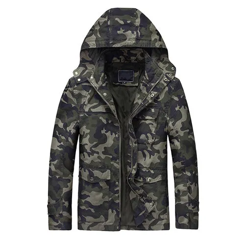 Military Camouflage Hooded Cargo Jacket