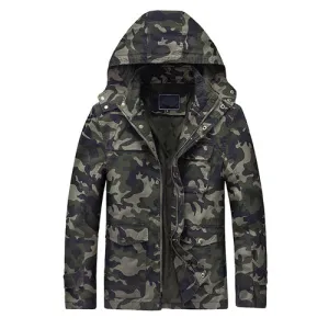 Military Camouflage Hooded Cargo Jacket