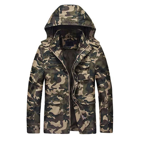 Military Camouflage Hooded Cargo Jacket