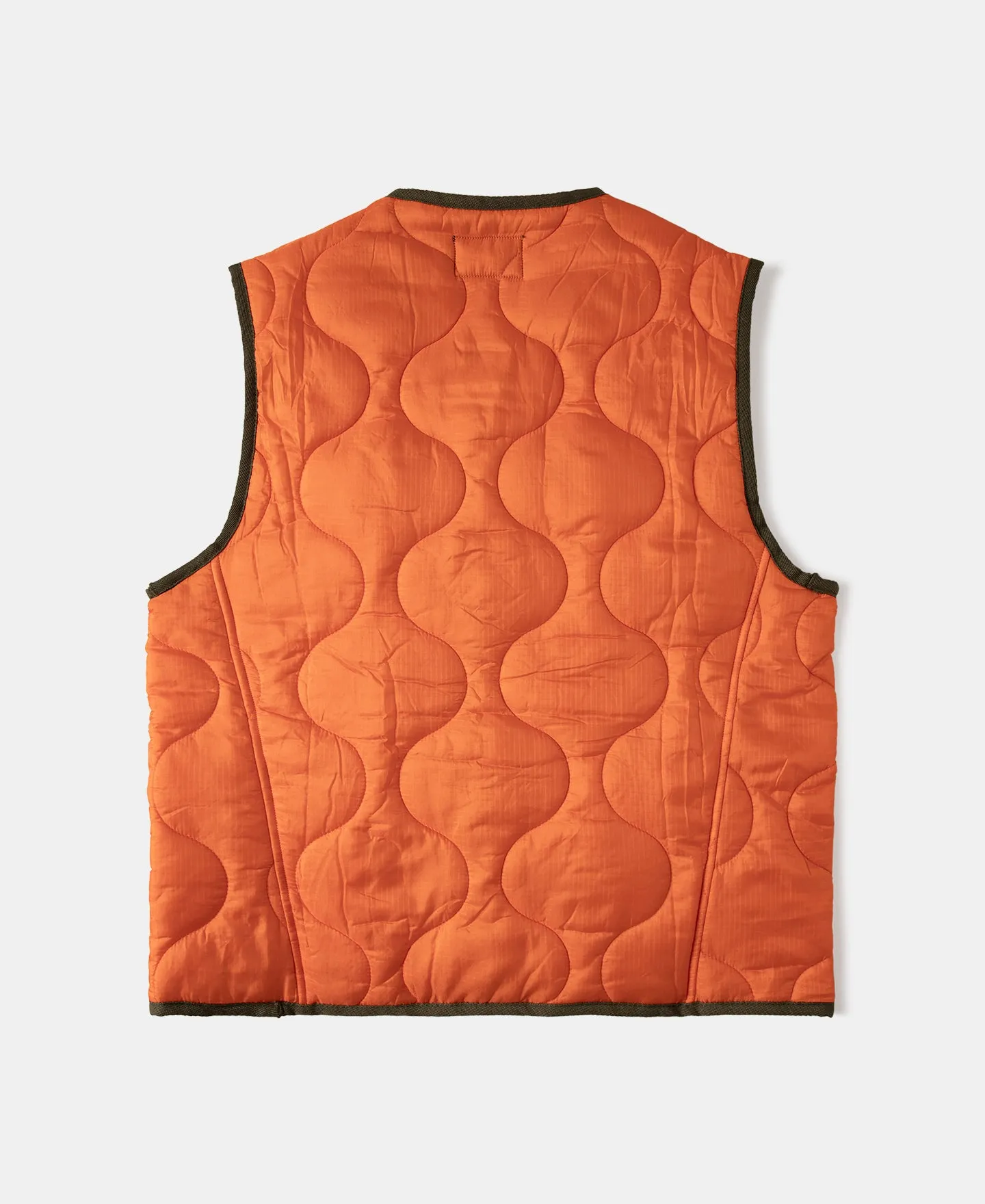 Military Style Quilted Padded Ripstop Nylon Vest - Orange