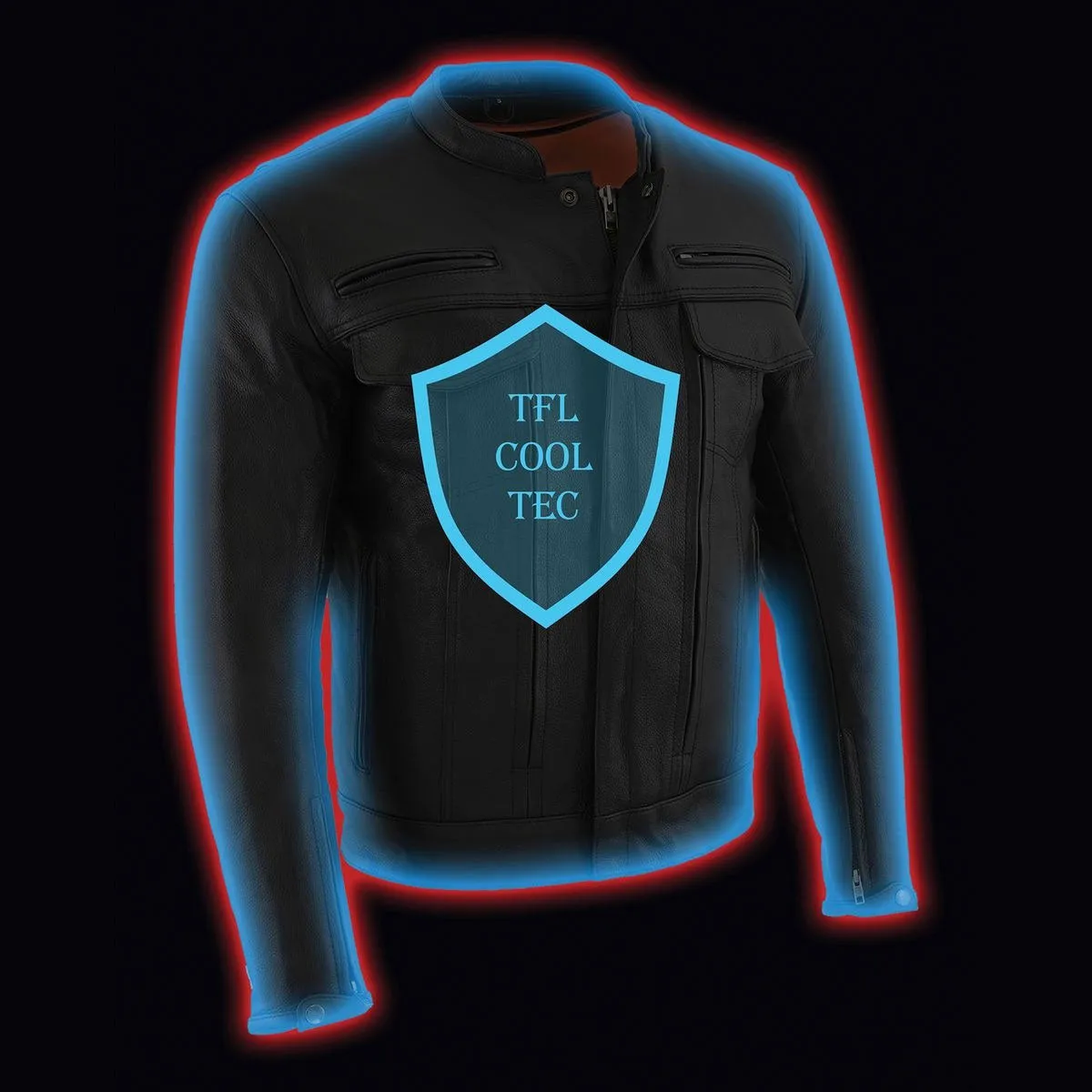 Milwaukee Leather MLM1506 Men's 'Cool-Tec' Black Real Leather Scooter Style Motorcycle Jacket with Utility Pockets
