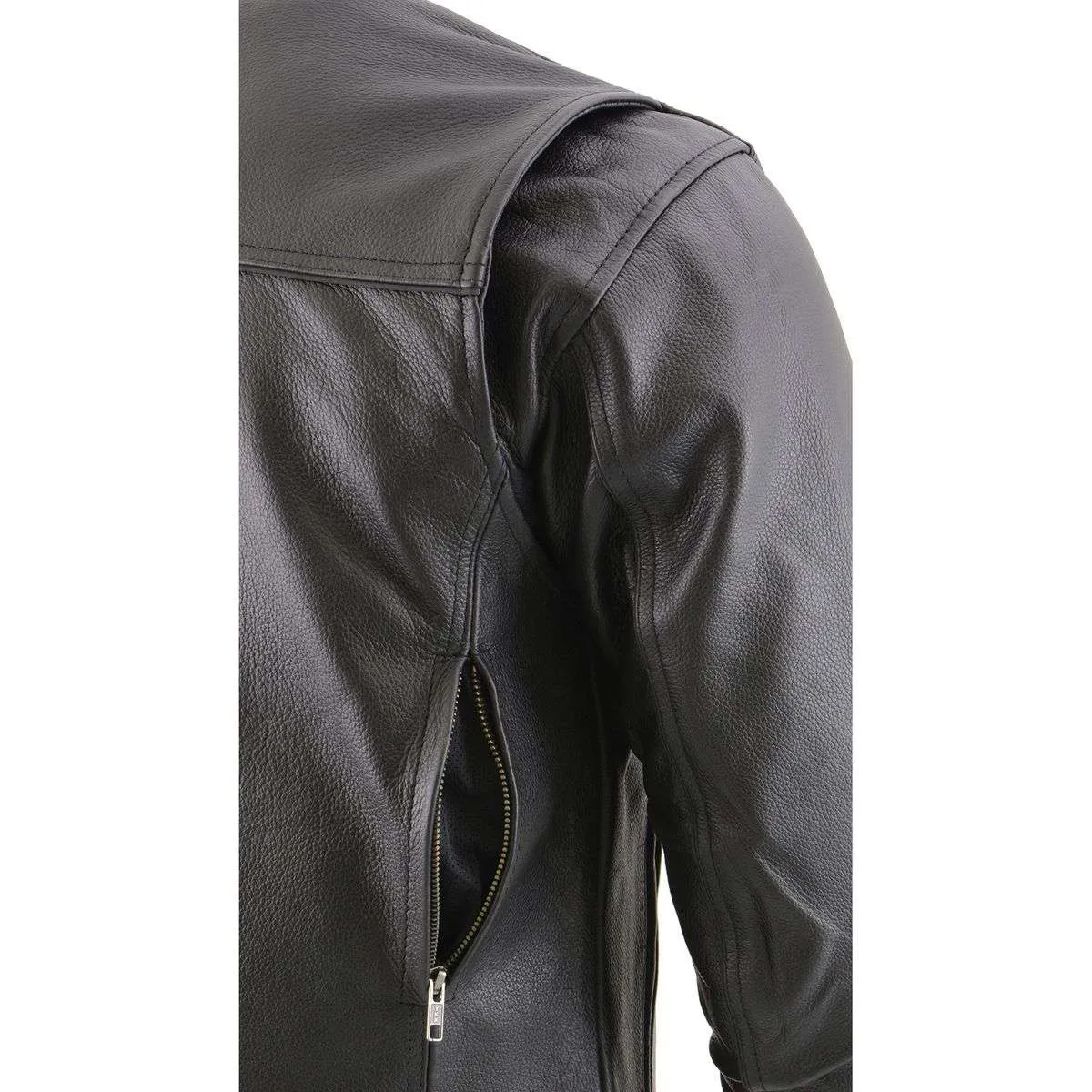 Milwaukee Leather MLM1506 Men's 'Cool-Tec' Black Real Leather Scooter Style Motorcycle Jacket with Utility Pockets