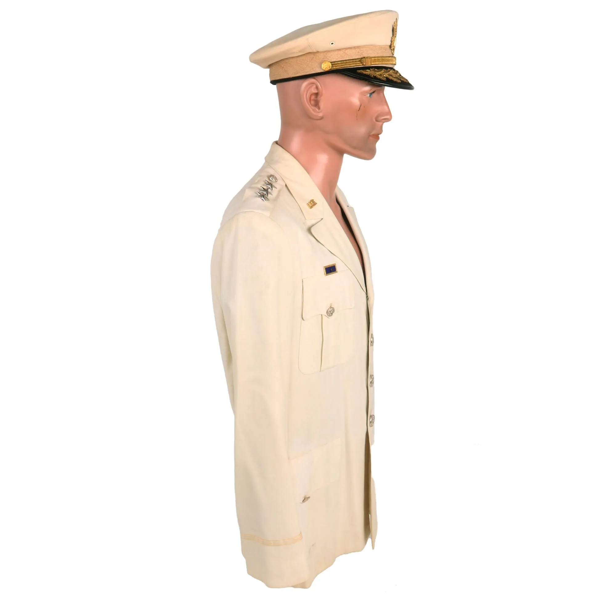 Original U.S. Vietnam War Army Lieutenant General Charles A. Corcoran White Summer Service Dress Uniform With Visor - Commanding General First Field Force and Chief of Staff MACV