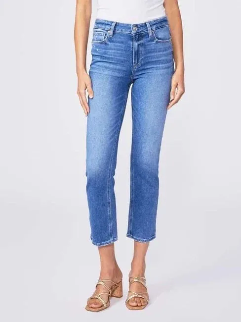 Paige Cindy Crop Rock Show Distressed Mid Blue