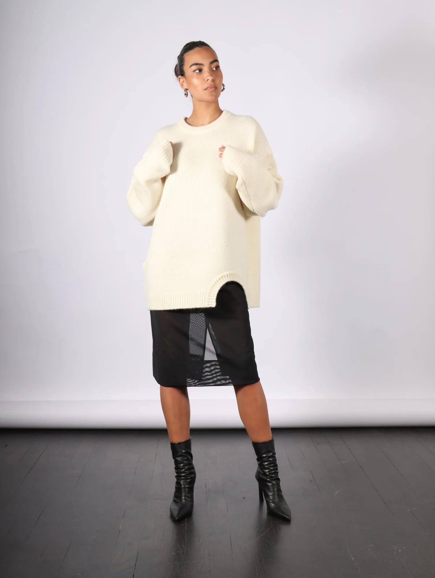 Power Mesh Skirt in Black by Tibi