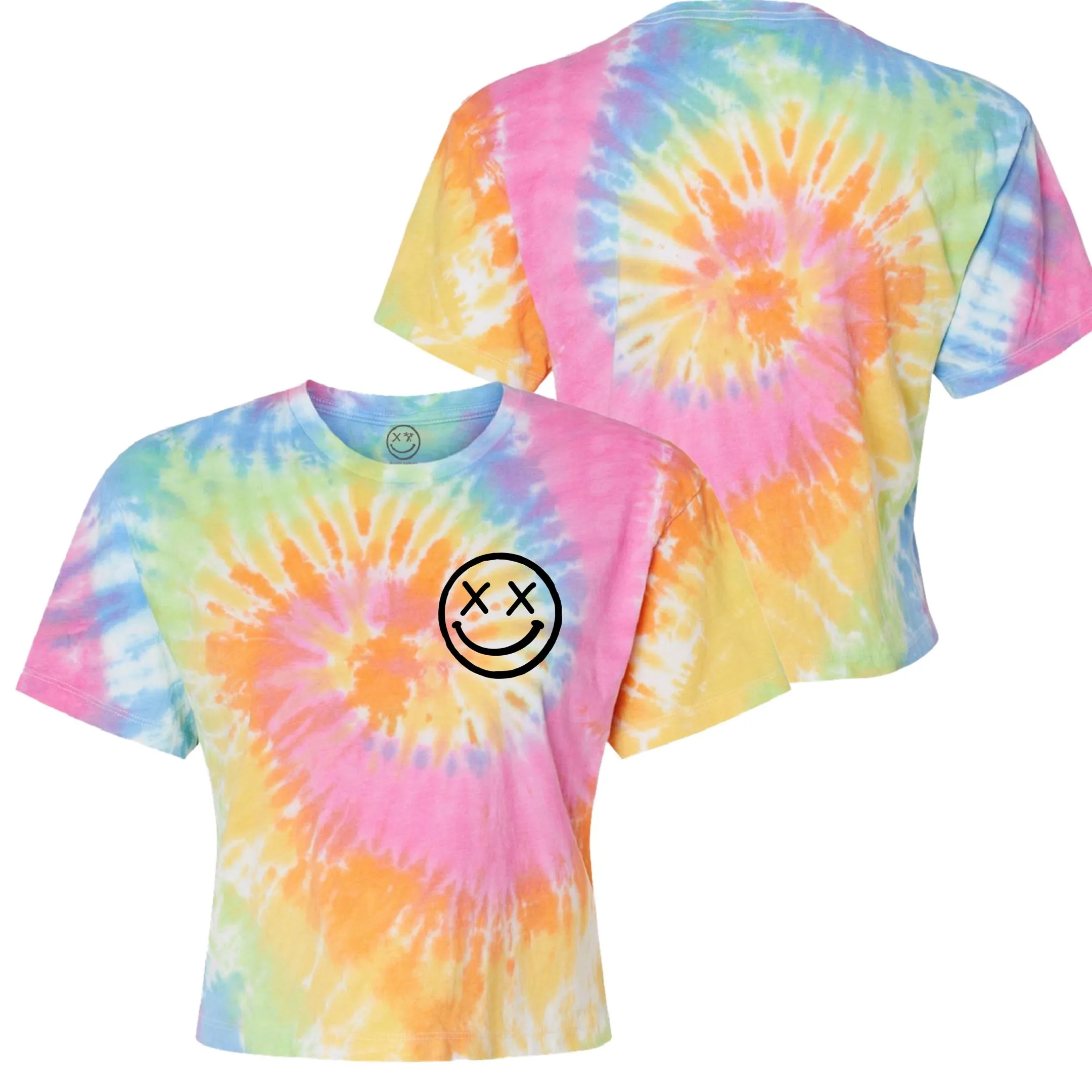 Salty Savage Ladies "OG Smile” Spiral Tie Dye Crop Tee | Basic
