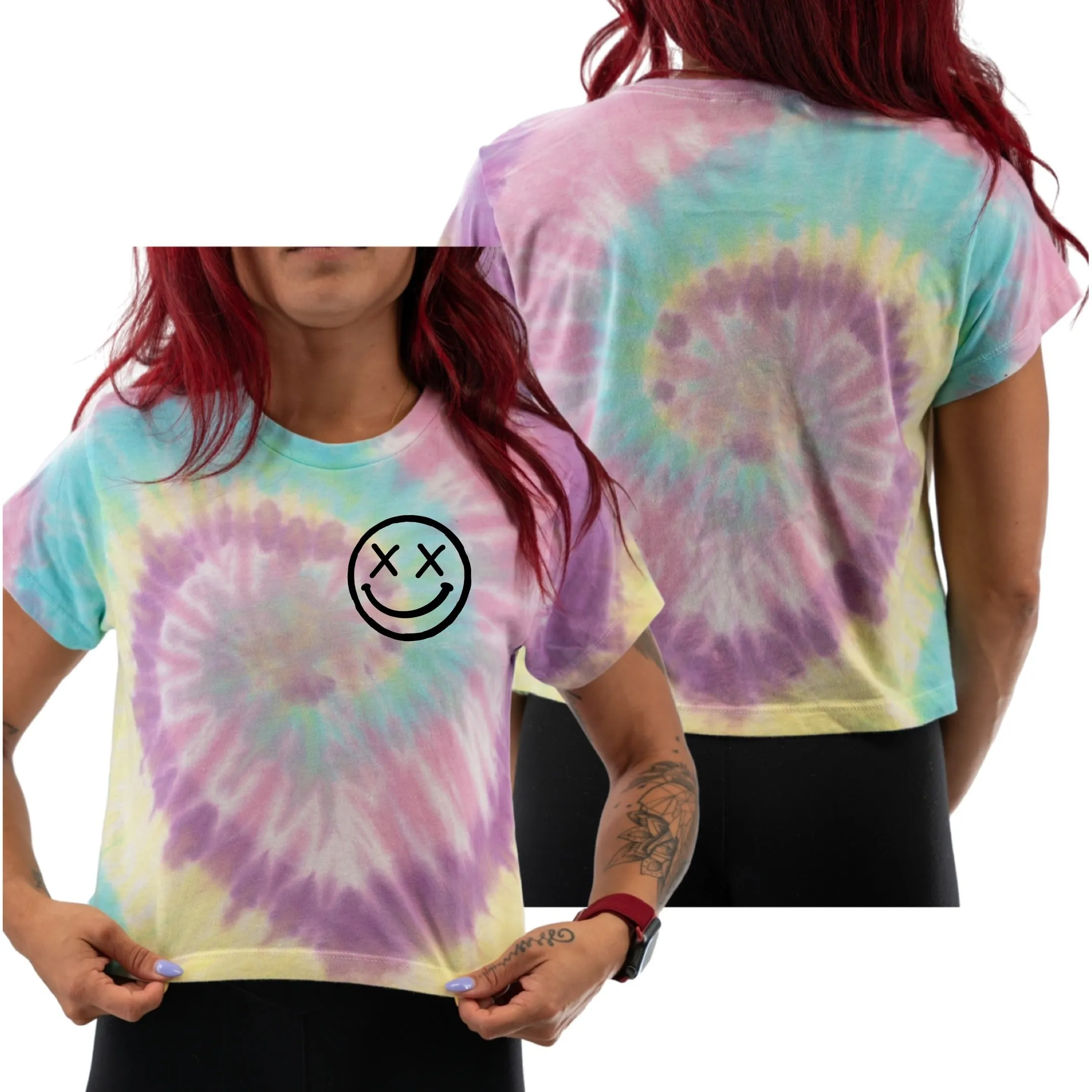 Salty Savage Ladies "OG Smile” Spiral Tie Dye Crop Tee | Basic