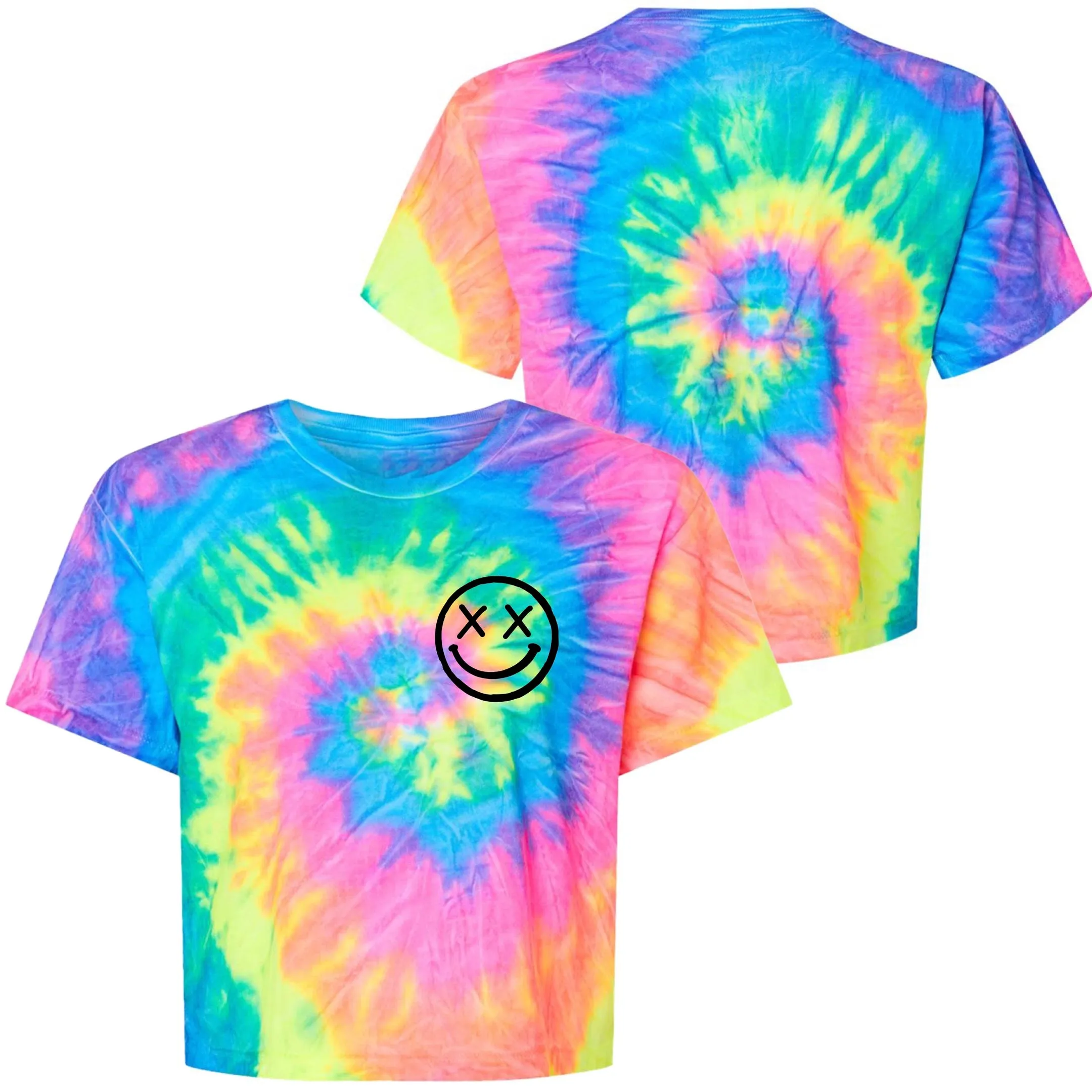 Salty Savage Ladies "OG Smile” Spiral Tie Dye Crop Tee | Basic