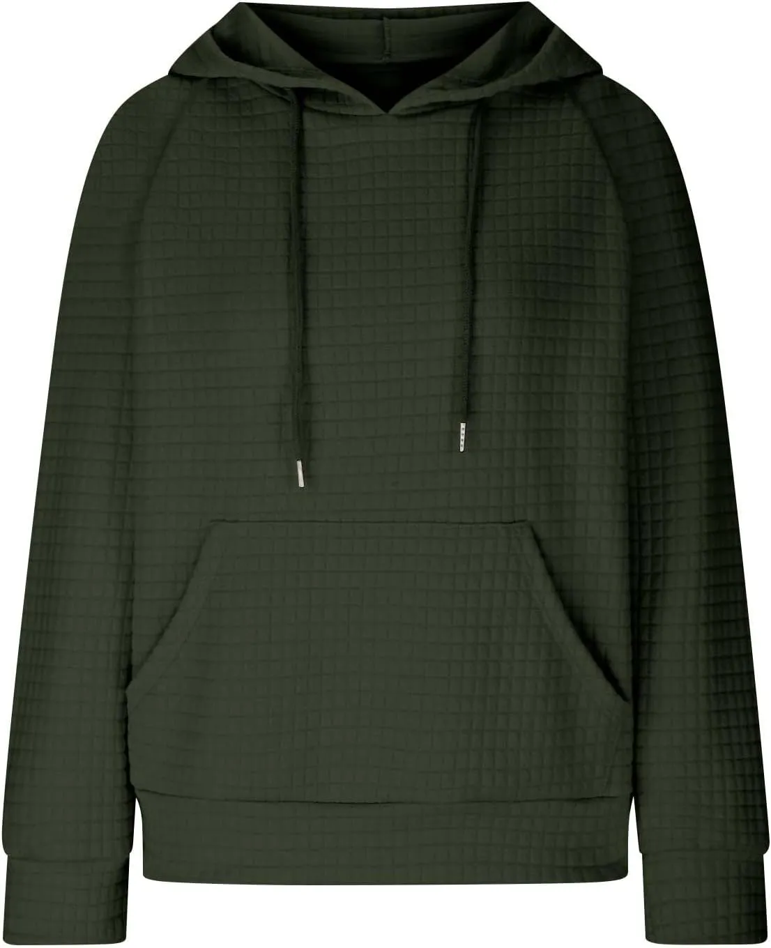 SHOPESSA Women Pullover Hoodie Sweatshirt Waffle-Knit Shacket Hooded Loose Fit Lightweight Jacket Long Sleeve Boyfriend Shirt