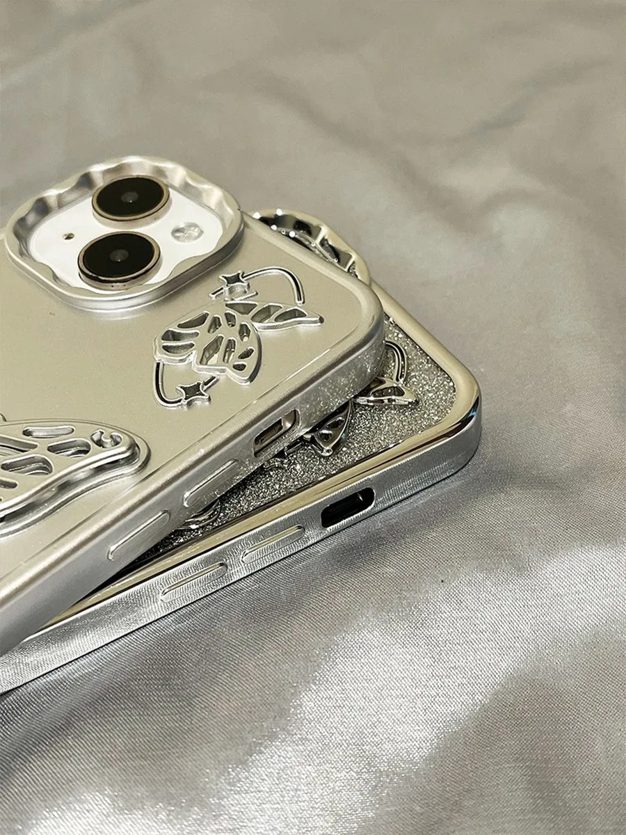 Skeletonized 3D Plating Butterfly Couple Phone Case