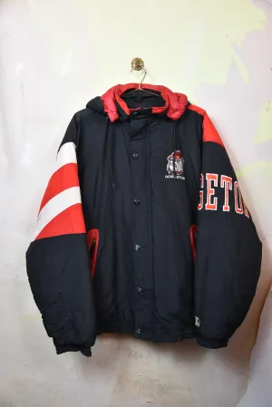 STARTER schwarz-rote oversized Jacke mit Patches, Gr. XXL